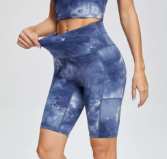 Womens High Rise Soft Tie Dye Compression Fitness Yoga Shorts 3 pcs